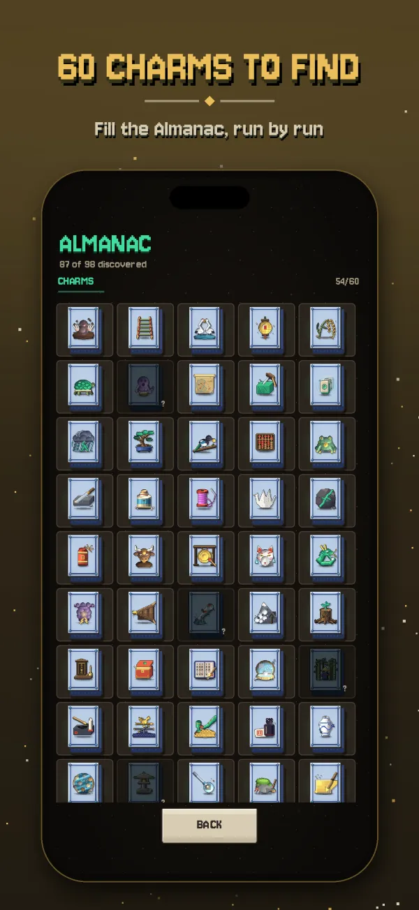 The Almanac grid of charms found so far