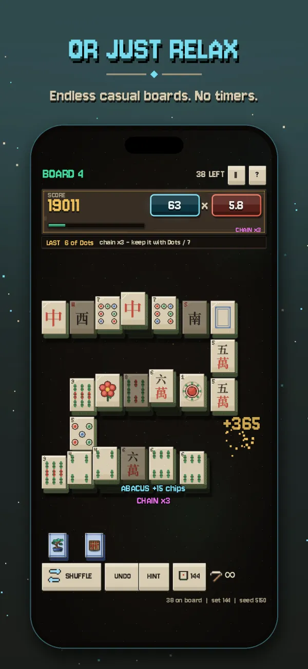 A Casual board with a growing score and no target